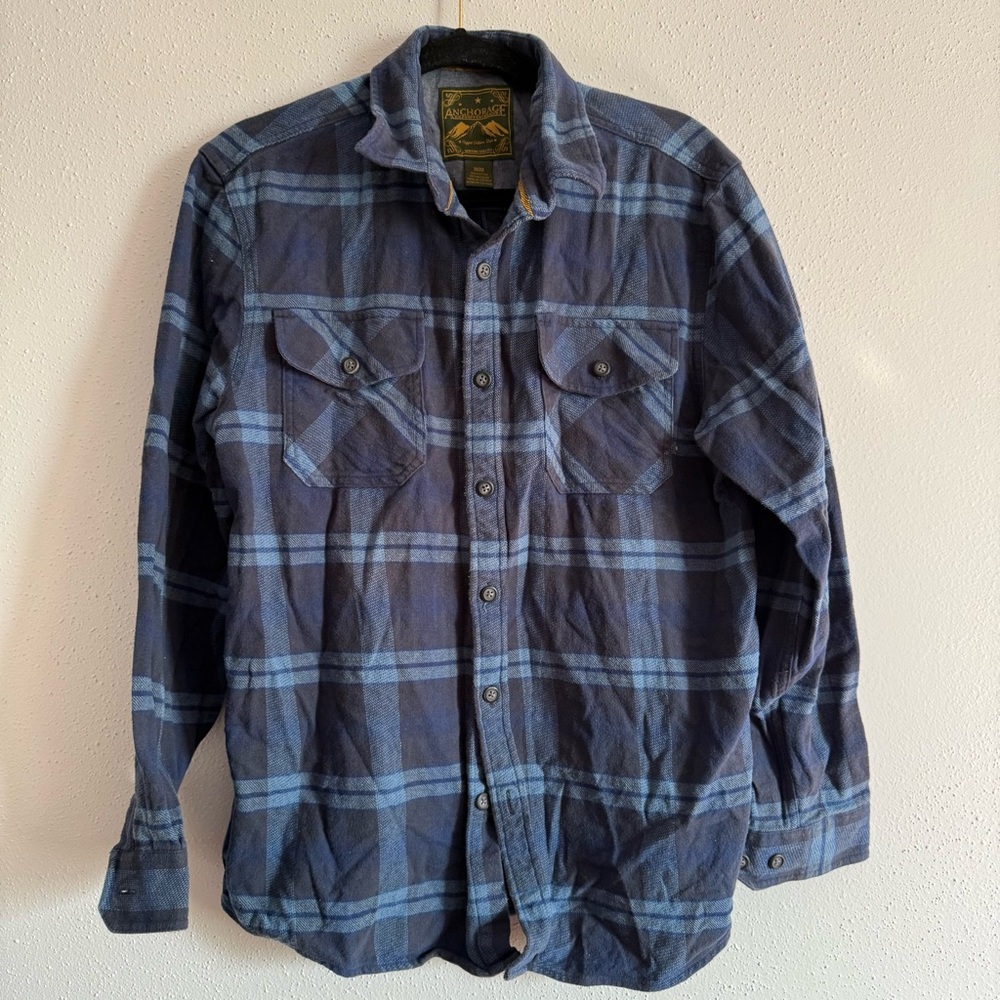Anchorage Expedition Brand Blue Flannel Shirt Mens Medium